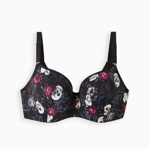 Torrid bra underwire balconette 52D 54B 54C skulls roses black full-coverage nwt